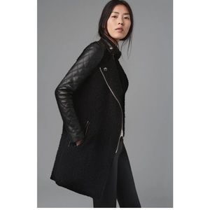 Rare!!! Size XS ZARA WOMAN JACKET COAT QUILTED LEATHER SLEEVES MOHAIR BLAZER